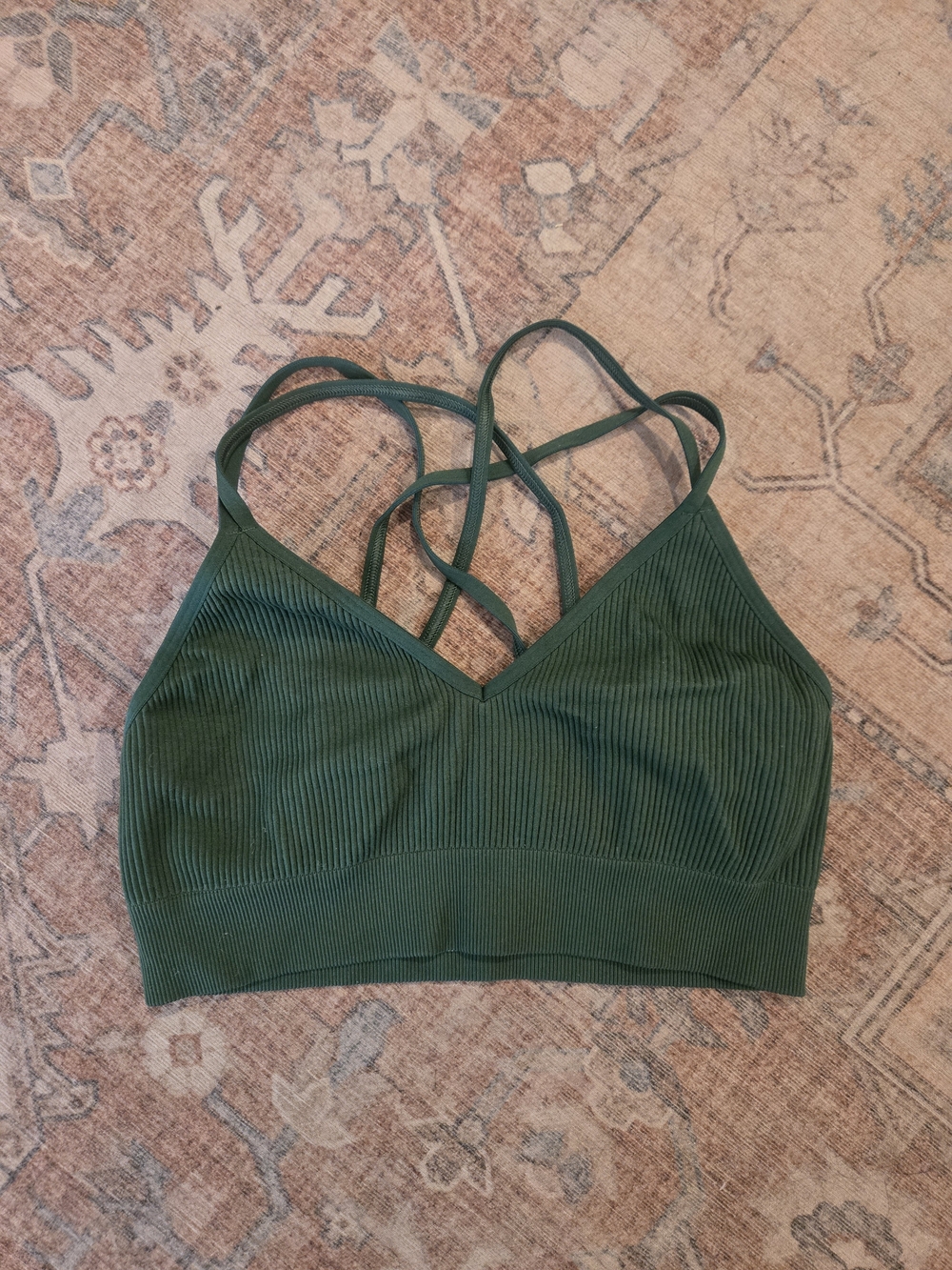 aerie Ribbed Strappy Bralette - Forest Green